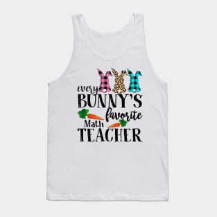 Every Bunny's Favorite Math Teacher Leopard Buffalo Bunny Easter Day Tank Top